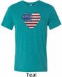Distressed USA Heart Mens Tri Blend Crewneck Shirt