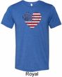 Distressed USA Heart Mens Tri Blend Crewneck Shirt