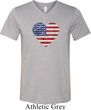 Distressed USA Heart Mens Tri Blend V-neck Shirt