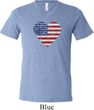 Distressed USA Heart Mens Tri Blend V-neck Shirt