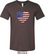 Distressed USA Heart Mens Tri Blend V-neck Shirt