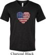 Distressed USA Heart Mens Tri Blend V-neck Shirt