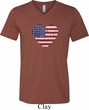 Distressed USA Heart Mens Tri Blend V-neck Shirt