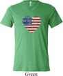 Distressed USA Heart Mens Tri Blend V-neck Shirt