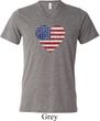Distressed USA Heart Mens Tri Blend V-neck Shirt