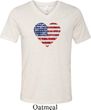 Distressed USA Heart Mens Tri Blend V-neck Shirt