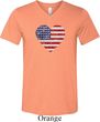 Distressed USA Heart Mens Tri Blend V-neck Shirt