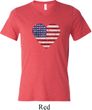 Distressed USA Heart Mens Tri Blend V-neck Shirt