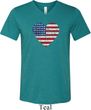 Distressed USA Heart Mens Tri Blend V-neck Shirt