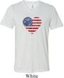 Distressed USA Heart Mens Tri Blend V-neck Shirt
