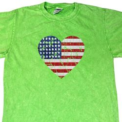 Distressed USA Heart Mineral Tie Dye Shirt