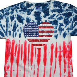 Distressed USA Heart Patriotic Tie Dye Shirt