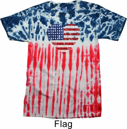 Distressed USA Heart Patriotic Tie Dye Shirt