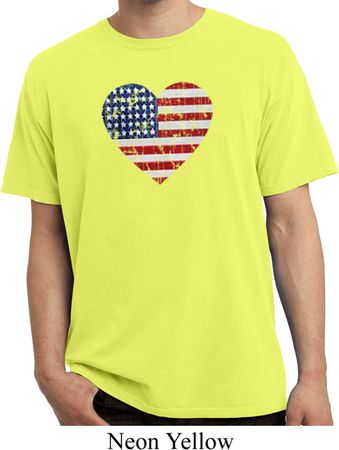 Distressed USA Heart Pigment Dyed Shirt