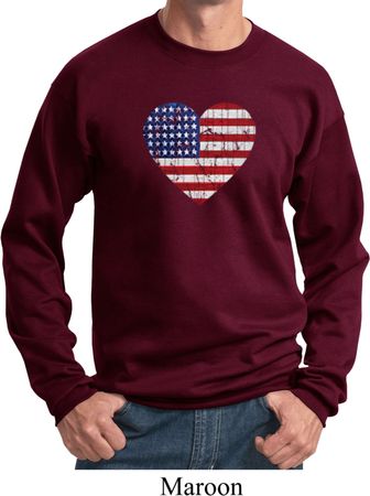 Distressed USA Heart Sweatshirt