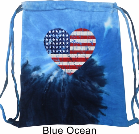 Distressed USA Heart Tie Dye Bag