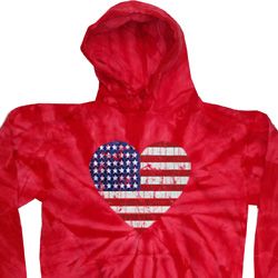 Distressed USA Heart Tie Dye Hoodie