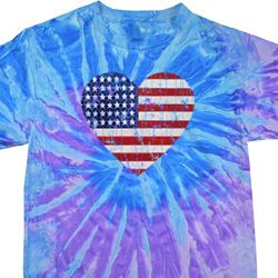 Distressed USA Heart Tie Dye Shirt
