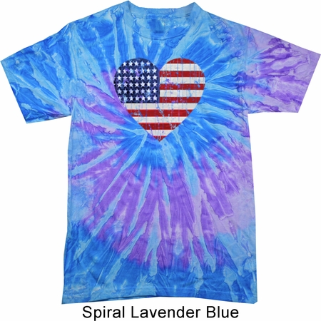 Distressed USA Heart Tie Dye Shirt