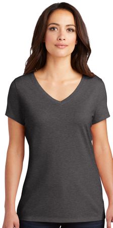 District Womens Perfect Tri V-Neck Tee - Heathered Charcoal, LARGE