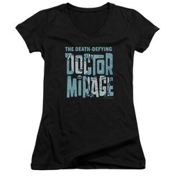 Doctor Mirage Juniors V Neck Shirt Character Logo Black T-Shirt