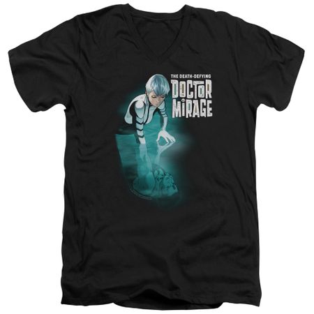Doctor Mirage Slim Fit V-Neck Shirt Crossing Over Black T-Shirt