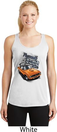 Dodge 1970 Plymouth Hemi Cuda Ladies Dry Wicking Racerback Tank Top