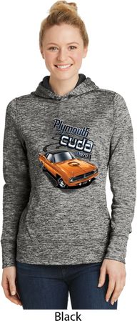 Dodge 1970 Plymouth Hemi Cuda Ladies Moisture Wicking Hoodie