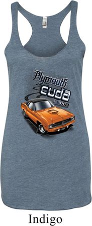 Dodge 1970 Plymouth Hemi Cuda Ladies Tri Blend Racerback Tank Top