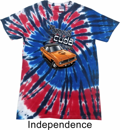 Dodge 1970 Plymouth Hemi Cuda Patriotic Tie Dye Shirt