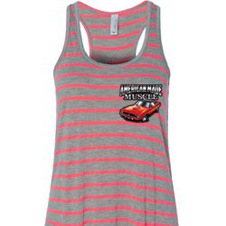 Dodge American Made Muscle Pocket Print Ladies Flowy Racerback Tanktop Dodge American Made Muscle Pocket Print Ladies Flowy Racerback Tanktop