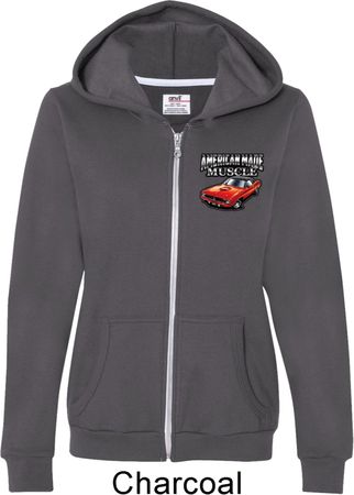 Dodge American Made Muscle Pocket Print Ladies Full Zip Hoodie