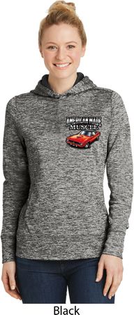 Dodge American Made Muscle Pocket Print Ladies Moisture Wicking Hoodie