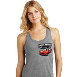 Dodge American Made Muscle Pocket Print Ladies Racerback Tank Top Dodge American Made Muscle Pocket Print Ladies Racerback Tank Top