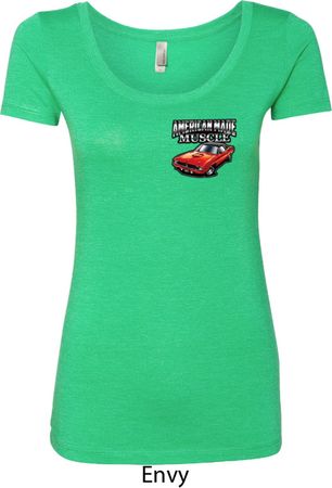 Dodge American Made Muscle Pocket Print Ladies Scoop Neck Shirt