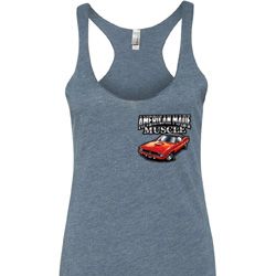 Dodge American Made Muscle Pocket Print Ladies Tri Blend Racerback Dodge American Made Muscle Pocket Print Ladies Tri Blend Racerback