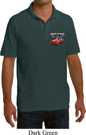 Dodge American Made Muscle Pocket Print Mens Pique Polo Shirt