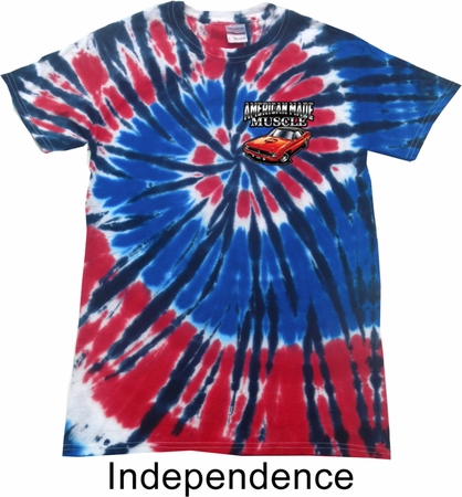 Dodge American Made Muscle Pocket Print Patriotic Tie Dye Shirt