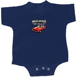 Dodge American Made Muscle Small Print Baby Onesie