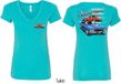 Dodge American Muscle Blue and Red (Front & Back) Ladies V-neck