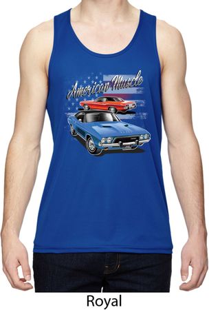 Dodge American Muscle Blue and Red Mens Moisture Wicking Tanktop