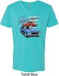 Dodge American Muscle Blue and Red Mens V-Neck Shirt