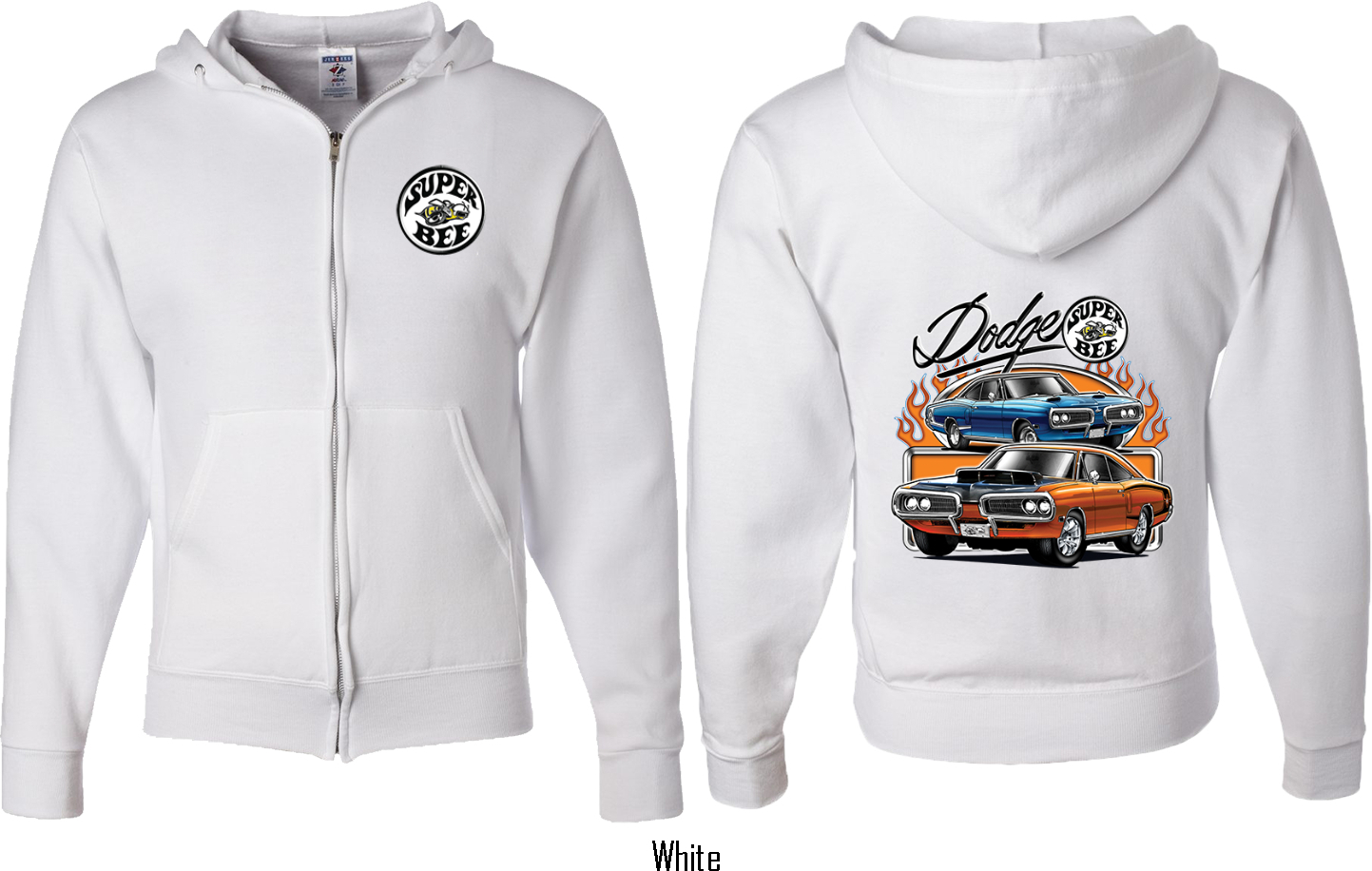 Dodge Blue and Orange Super Bee (Front & Back) Full Zip Hoodie