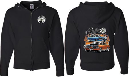 Dodge Blue and Orange Super Bee (Front & Back) Full Zip Hoodie