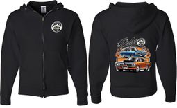 Dodge Blue and Orange Super Bee (Front & Back) Full Zip Hoodie Dodge Blue and Orange Super Bee (Front & Back) Full Zip Hoodie