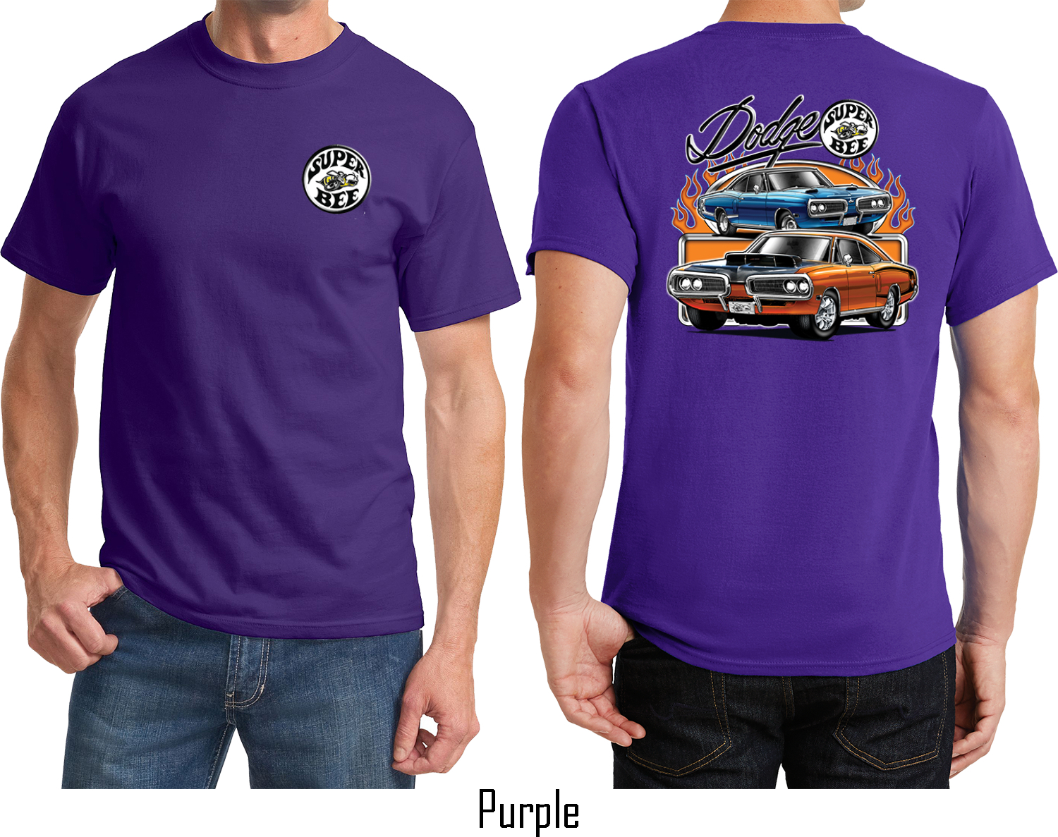 T-Shirt Dodge Super Bee Muscle Car Anni 60/70 Beige Uomo V8-Cruzin Retro