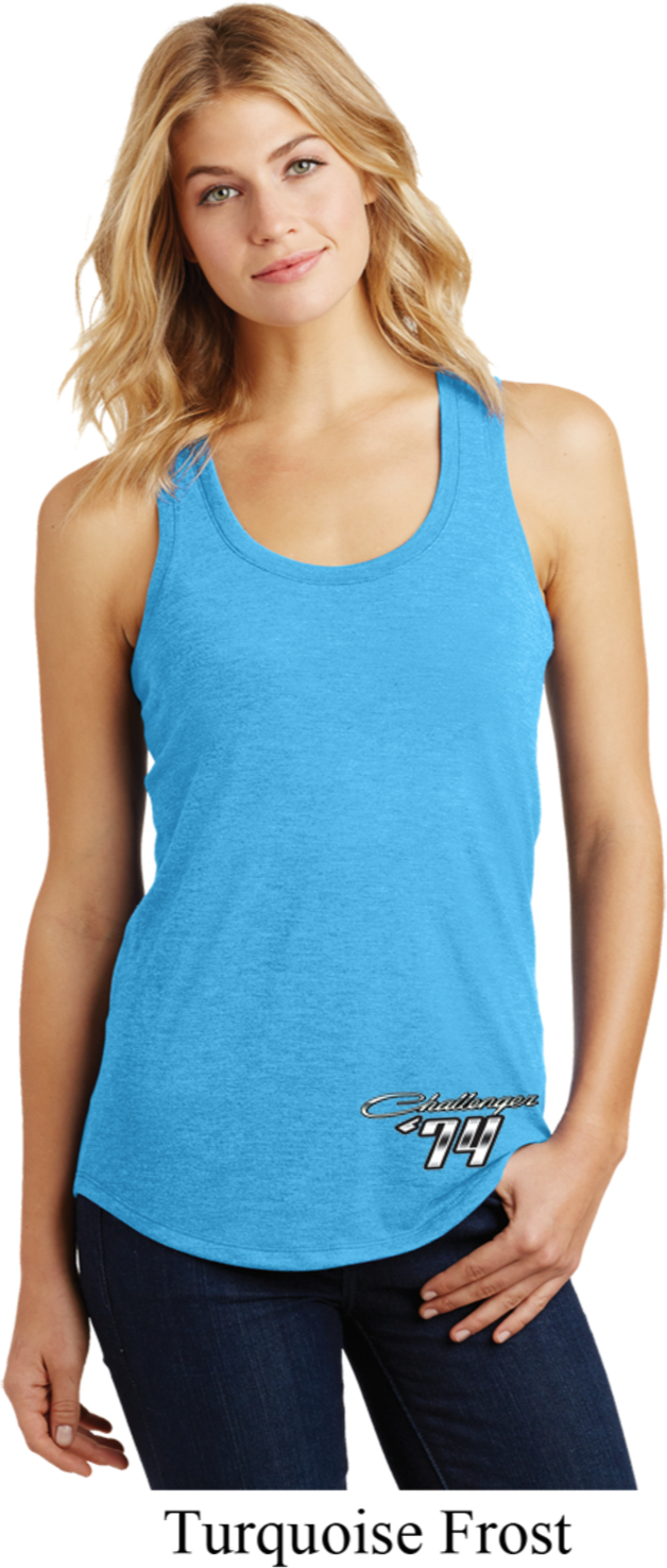 Dodge Challenger 1974 Bottom Print Ladies Racerback Tank Top Dodge