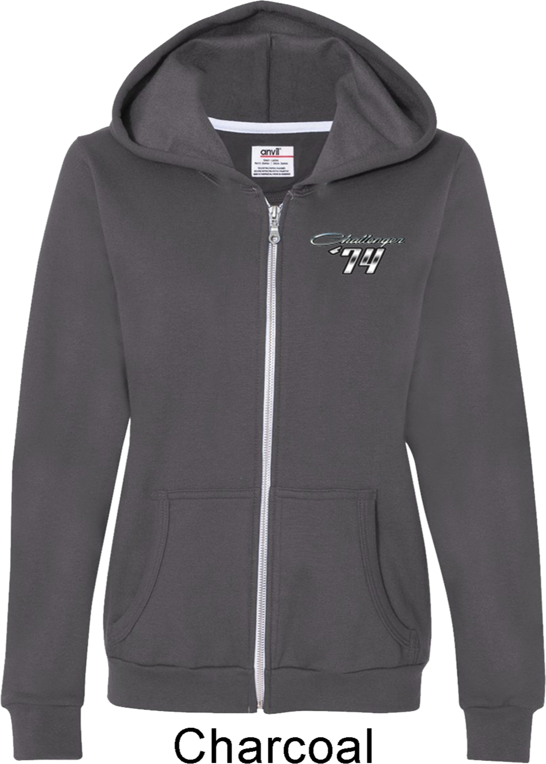 Dodge Challenger 1974 Pocket Print Ladies Full Zip Hoodie Dodge