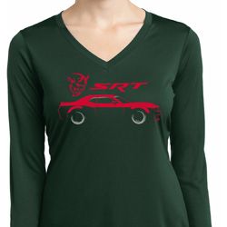 Dodge Challenger SRT Silhouette Ladies Dry Wicking Long Sleeve