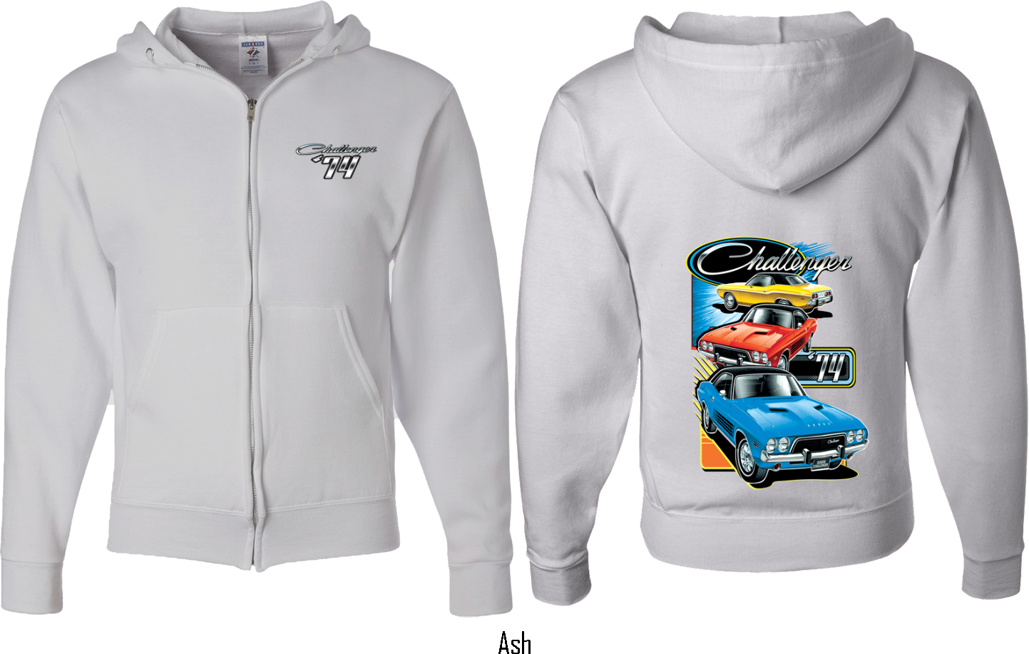 Dodge Challenger Trio (Front & Back) Full Zip Hoodie Dodge Challenger